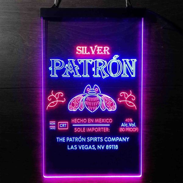Patron Silver Logo Dual LED Neon Light Sign